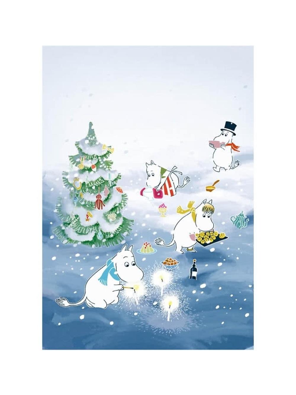 Holiday Moomin Family Christmas Tree Canvas Poster Print 21x30cm New Without Tag